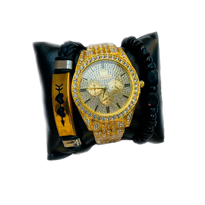 Relógio ice dourado